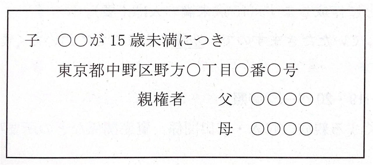 申請人が15歳未満の場合の法定代理人による署名