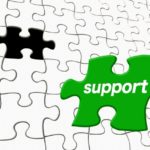 緑色でサポート（support）と書かれたピースが外れているパズル