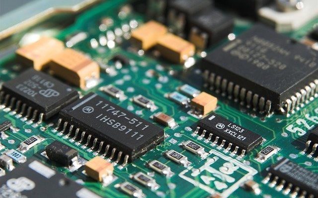 プリント配線基板のクロースアップ