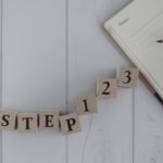 工程を示すブロックが並んでいる横にメモ帳とペンがある