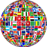 様々な国旗で構成された地球